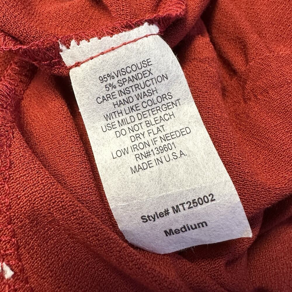 New Stevie Hender Brick Red Tiered Maxi Dress Long Sleeve Stretch Knit Size L - Picture 8 of 8